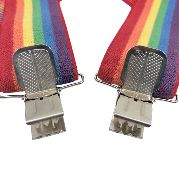 Vintage Pelican Suspenders Rainbow LGBTQ Pride Clip On One Size - Picture 2 of 5